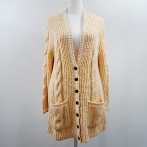 Torrid Womens XL Cable Knit Boyfriend Cardigan Knit Sweater 1X Yellow Beige